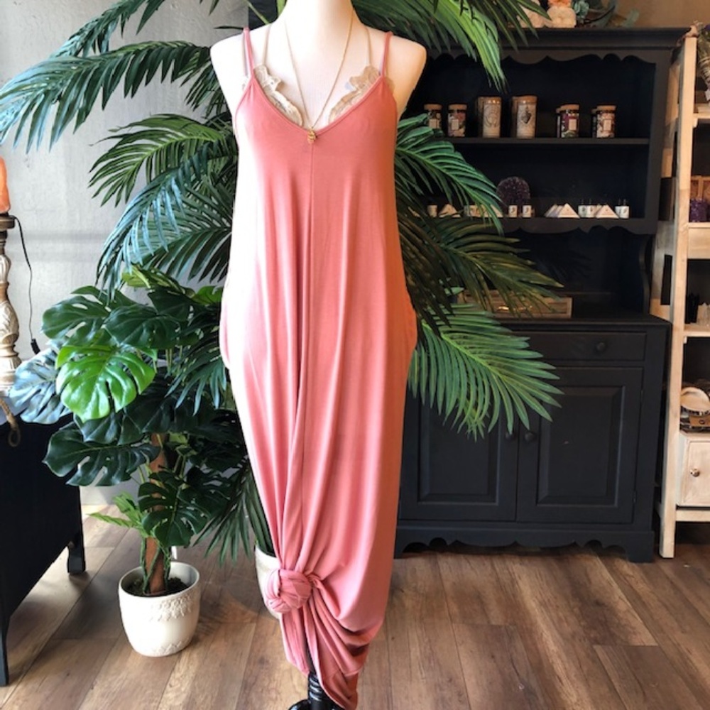 PINK SOLID MAXI DRESS - Picture 4 of 4